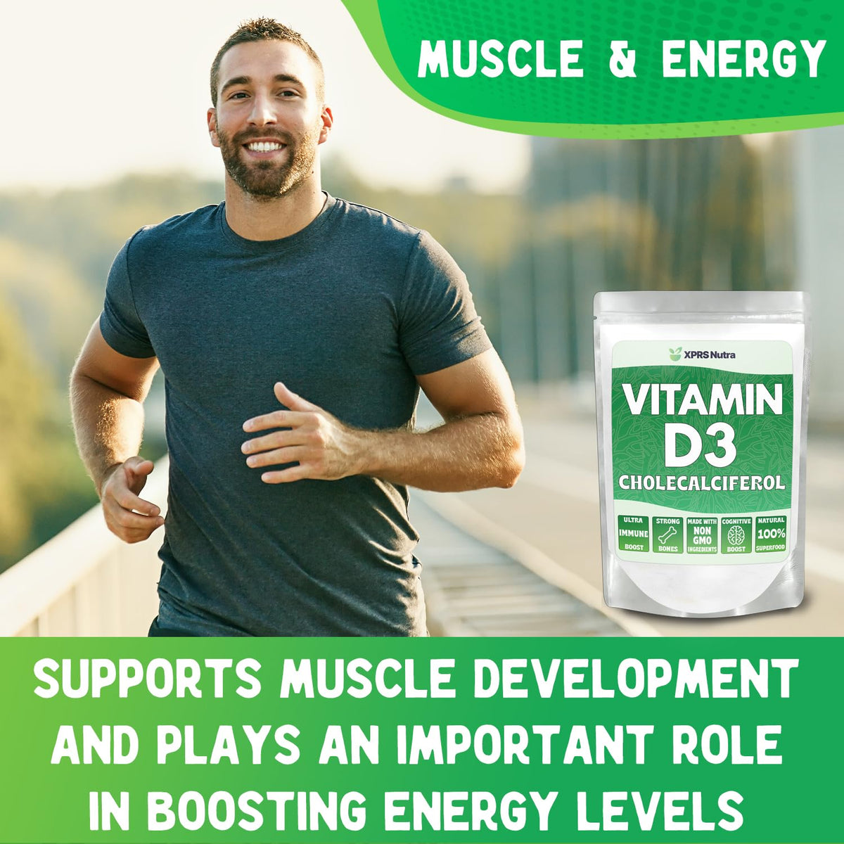 XPRS Nutra Vitamin D3 Powder (Cholecalciferol) - Unflavored VIT D