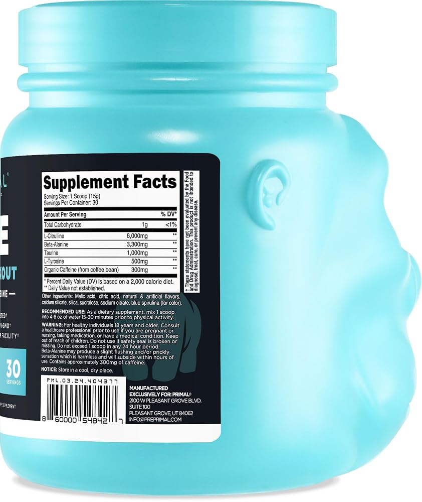 Primal Pre-Workout Powder Tropical Rain Energy Boost - 30 Servings - image 4