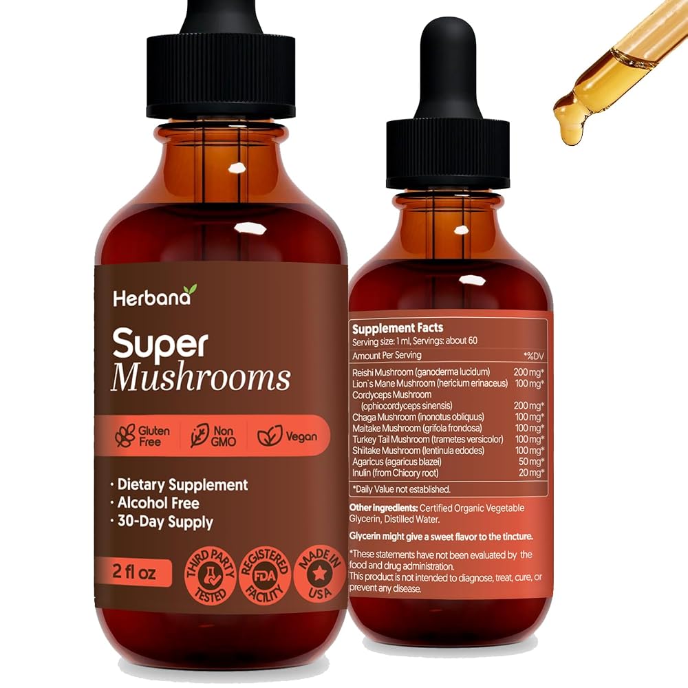 HERBANA MANUFACTURING Super Mushroom Complex 8 in 1 Liquid Extract
