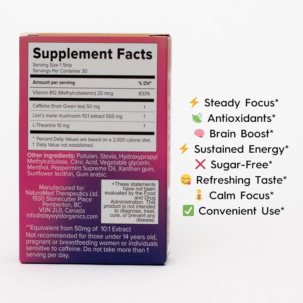 Stay Wyld Organics Energy Strips 50mg Caffeine - 30 Strips - image 5