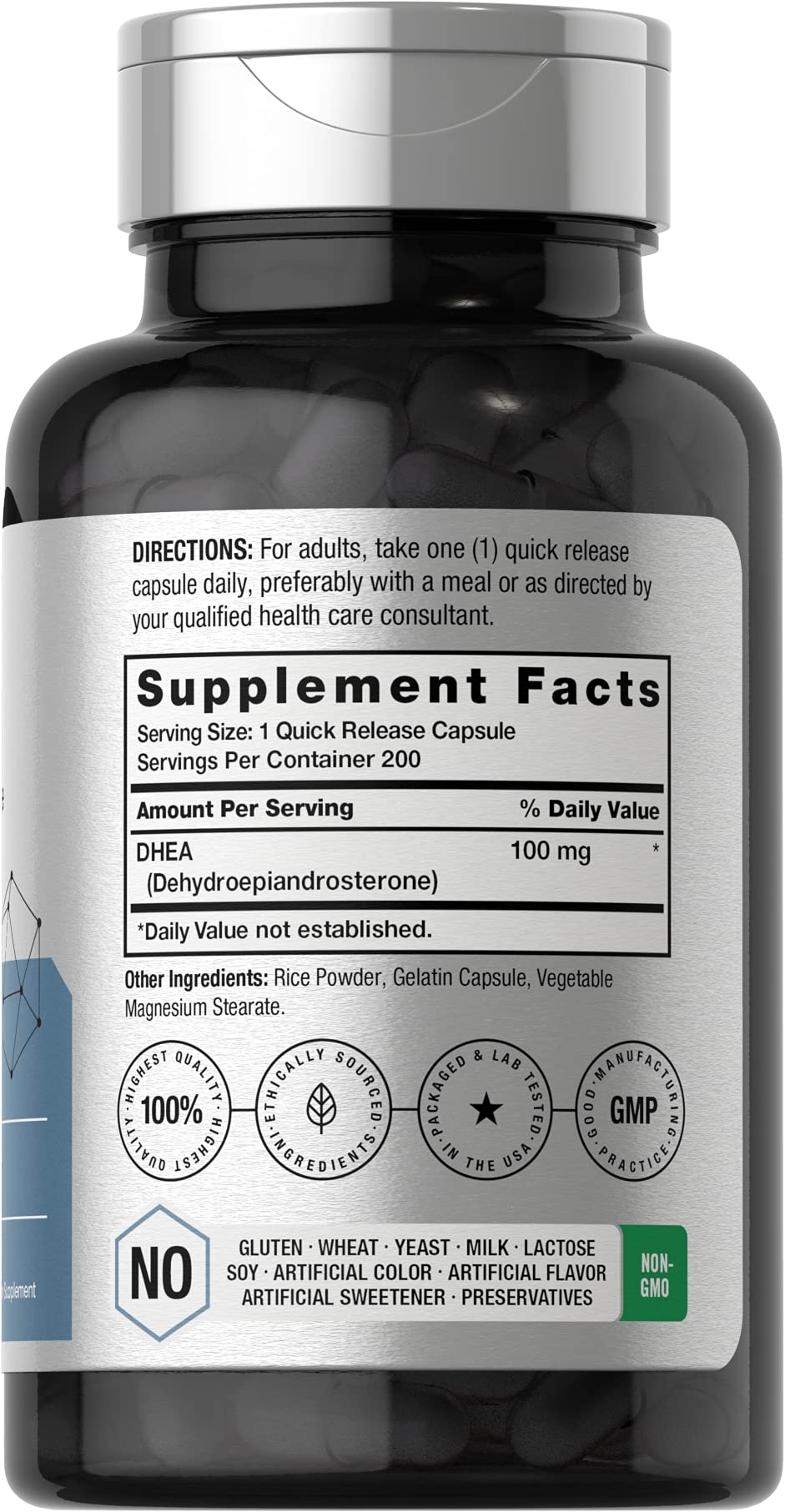 Horbäach DHEA 100mg Supplement - 200 Capsules - image 2