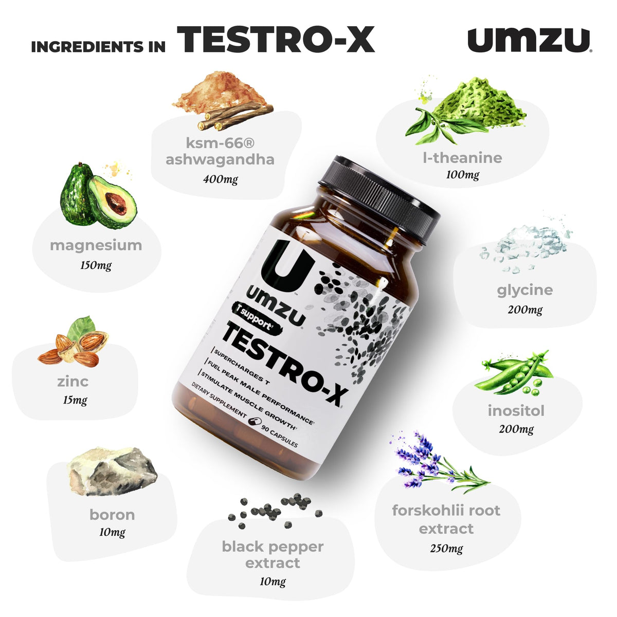 UMZU Testro-X Testosterone Support for Men - 90 Capsules - image 3