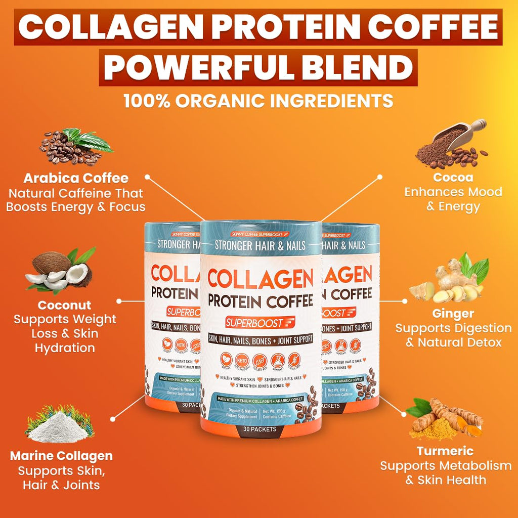 Skinny Coffee SuperBoost Collagen Protein Coffee Powder - 30 Servings - image 3