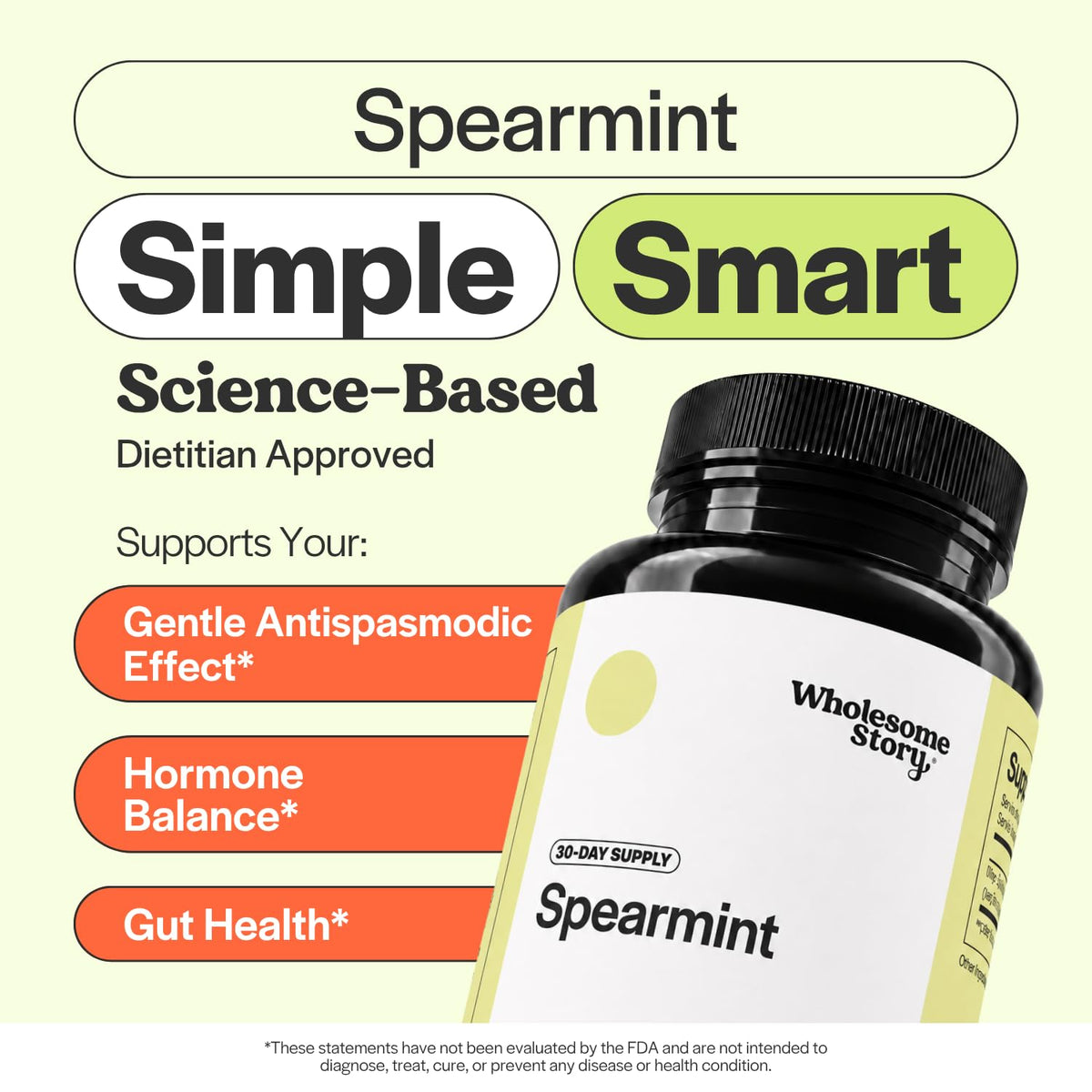 Wholesome Story Spearmint Capsules Hormone Support - 90 Capsules - image 3
