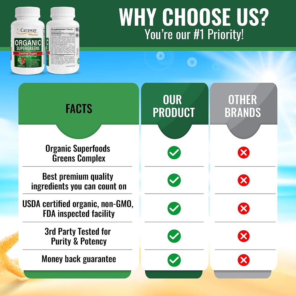 Caraway Vitamins Organic Super Greens Complex - 60 Tablets - image 5