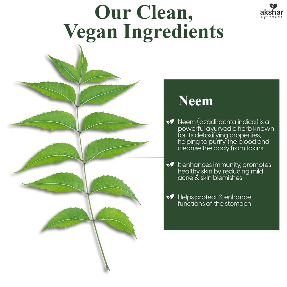 AKSHAR Ayurveda Neem Capsules, Extract & Leaf Powder - 60 Count - image 4