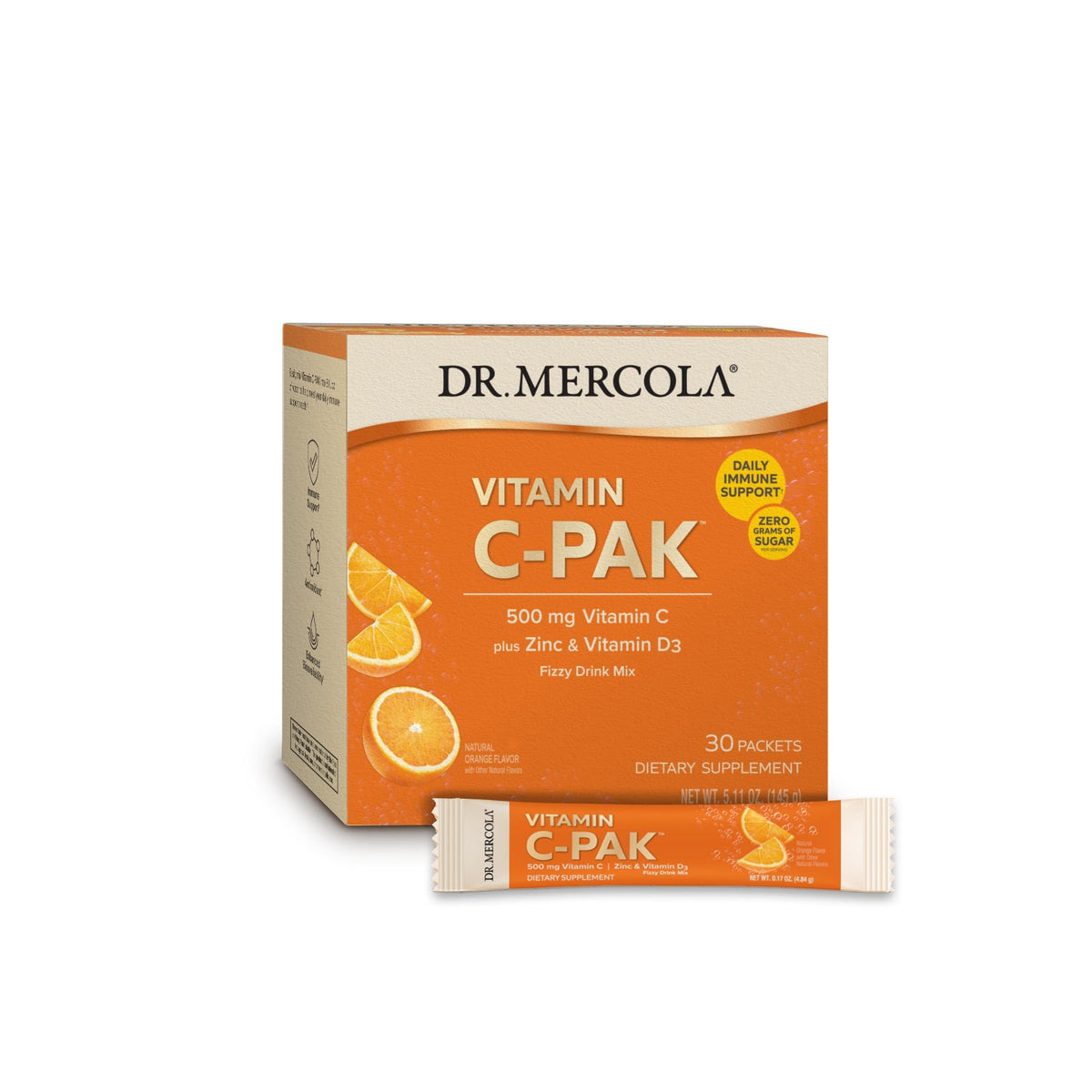 Dr. Mercola Vitamin C-PAK Orange Flavor Immune Support - 30 Packets