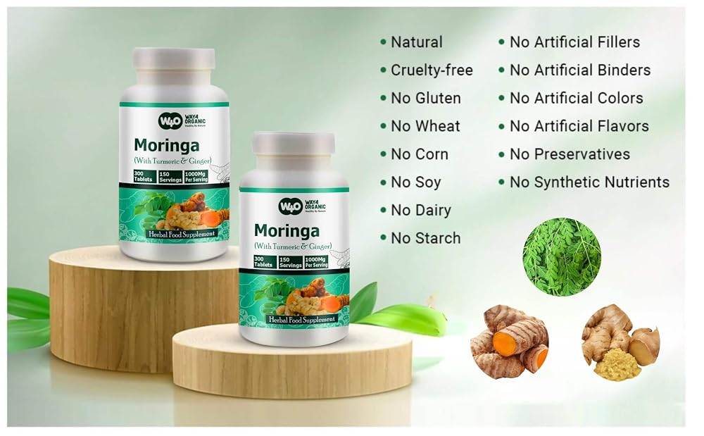 WAY 4 ORGANIC Moringa Turmeric Ginger Tablets - 300 Count - image 6