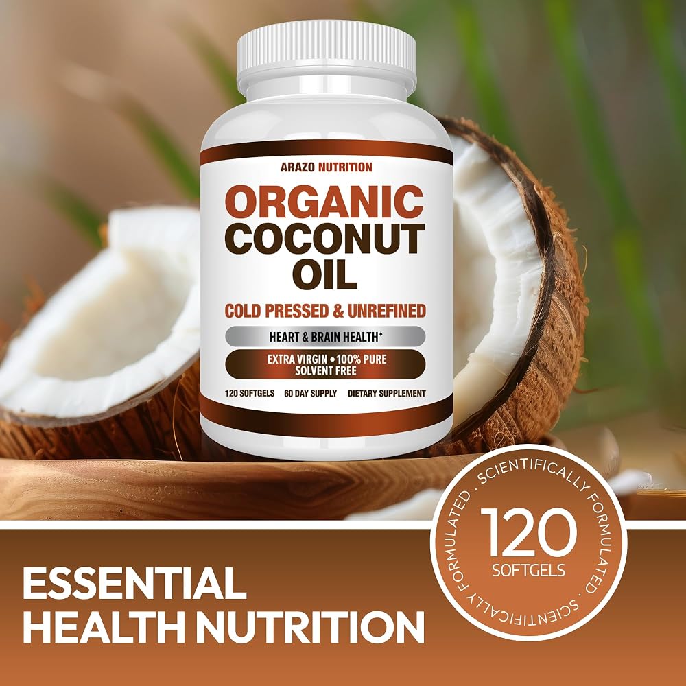 Arazo Nutrition Organic Coconut Oil 2000 MG - 120 Softgels - image 8