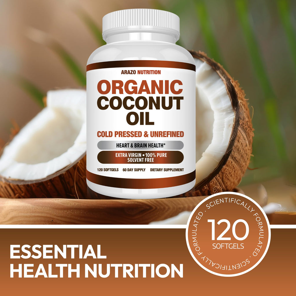 Arazo Nutrition Organic Coconut Oil 2000 MG - 120 Softgels - image 8