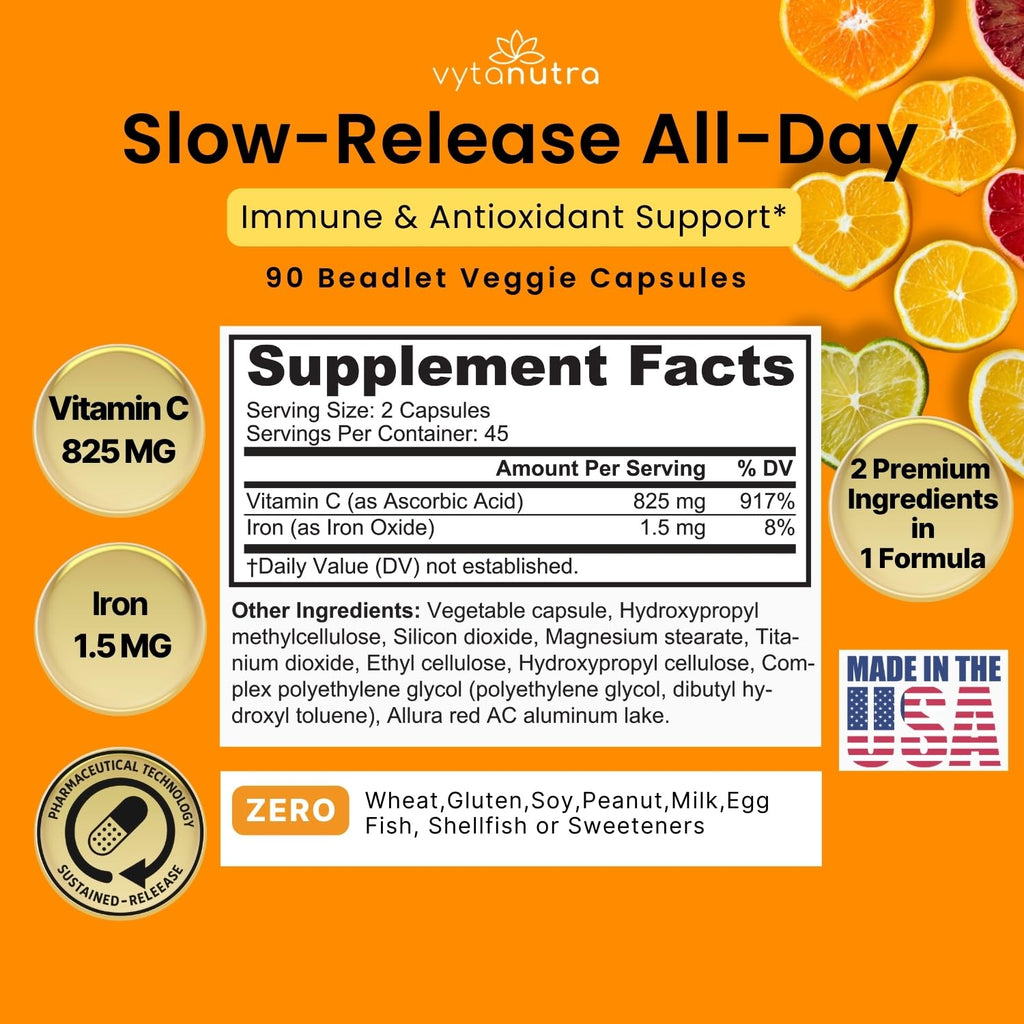 Vytanutra Immune Support Vitamin C with Iron - 90 Capsules - image 3