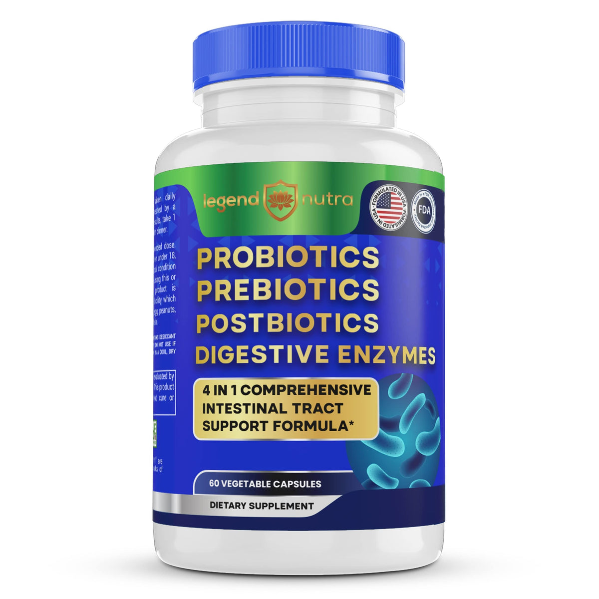 Legend Nutra 4-in-1 Probiotics + Prebiotics + Postbiotics + Digestive