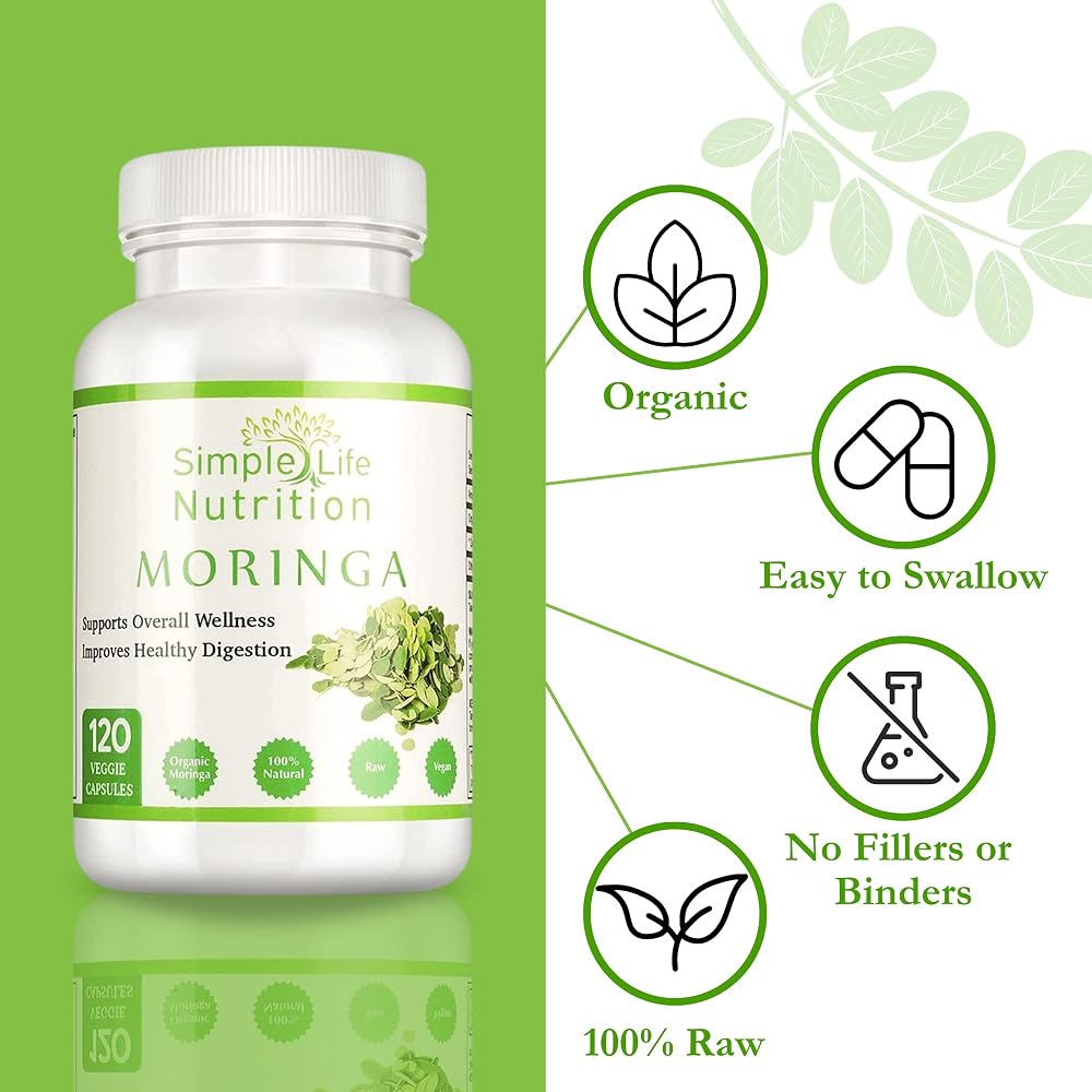 Simple Life Nutrition Organic Moringa Powder Capsules - 120 Count - image 2