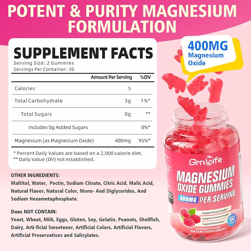 GrnLife Magnesium Oxide Gummies 400mg