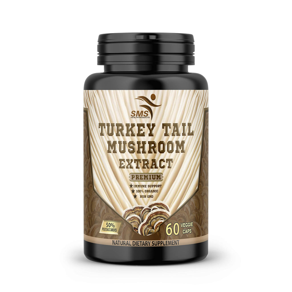 SMSHEALTHPRODUCTS Turkey Tail Mushroom 50% Extract - 60 Vegetarian Capsules