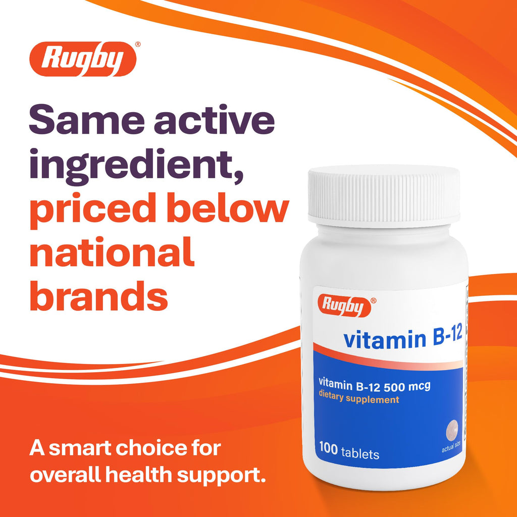 Rugby Vitamin B12 500 mcg Tablets - 100 Count - image 2