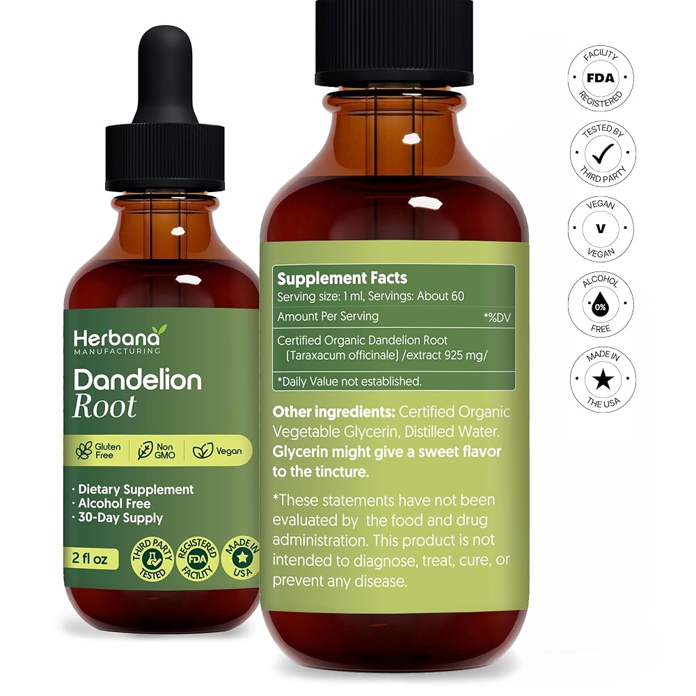 HERBANA MANUFACTURING Dandelion Root Liquid Extract - 4 fl oz - image 2