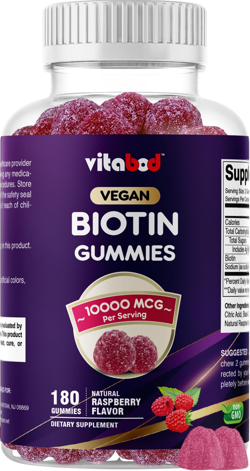Vitabod Biotin Gummies 10,000 mcg - 180 Gummies