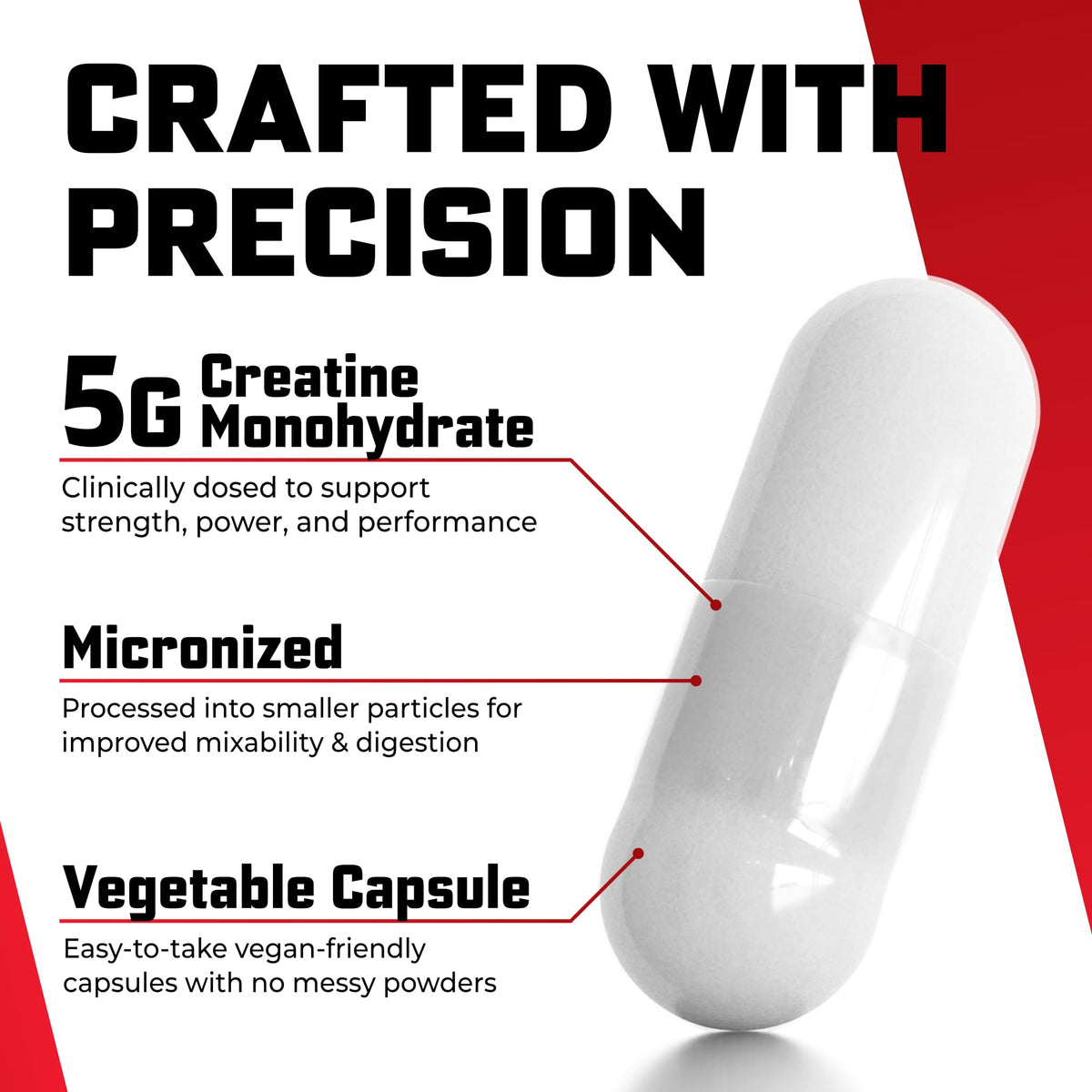 Huge Supplements Creatine Monohydrate 5g - 120 Capsules - image 4