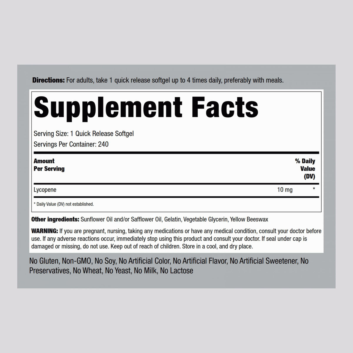 Piping Rock Lycopene 10mg - 240 Softgels - image 2