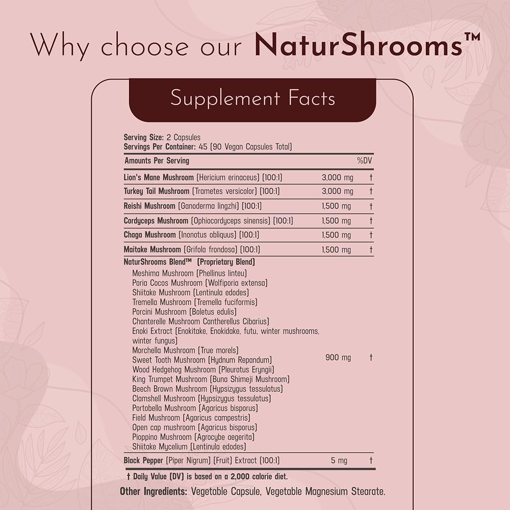 NaturWel Mushroom Blend Focus Pills - 90 Vegetarian Capsules - image 2