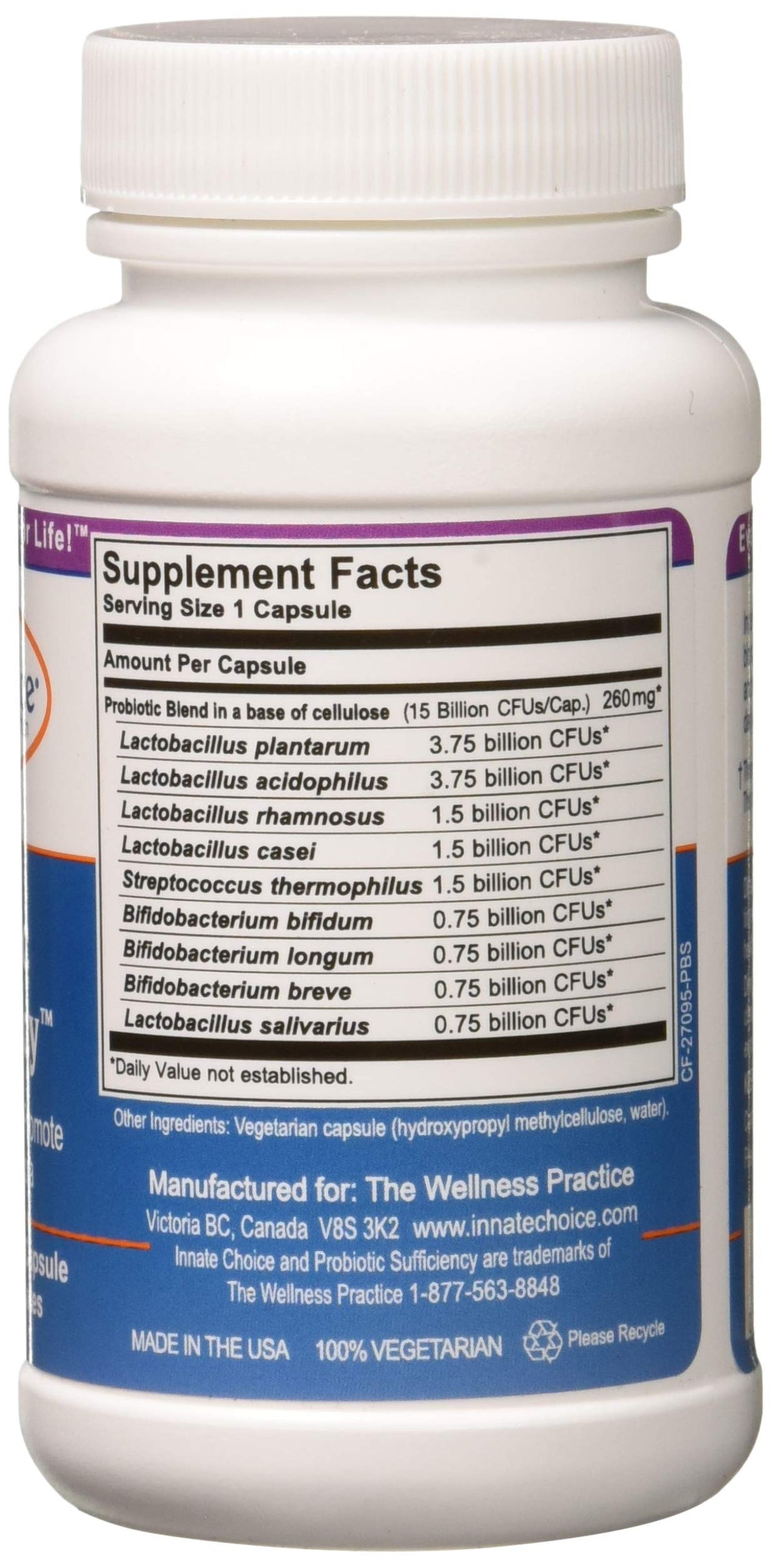 Innate Choice Probiotic Sufficiency - 60 Vegetarian Capsules - image 3