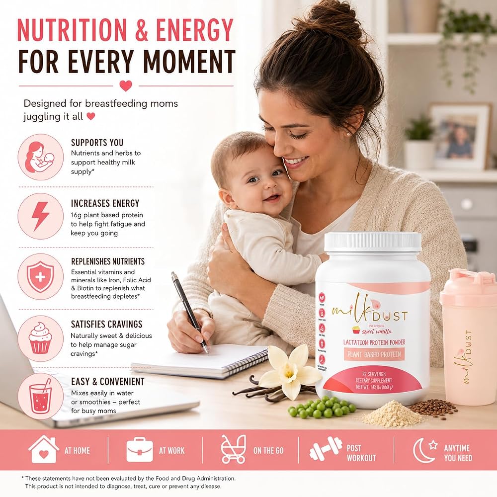 Milk Dust Lactation Protein Powder Vegan Vanilla - 23.02 oz - image 2