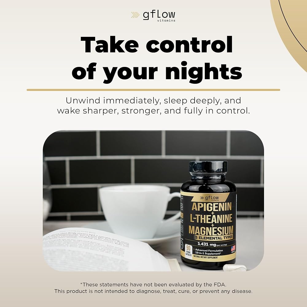 Gflow Vitamins Apigenin Sleep Support with Magnesium Glycinate - 90 Capsules - image 5
