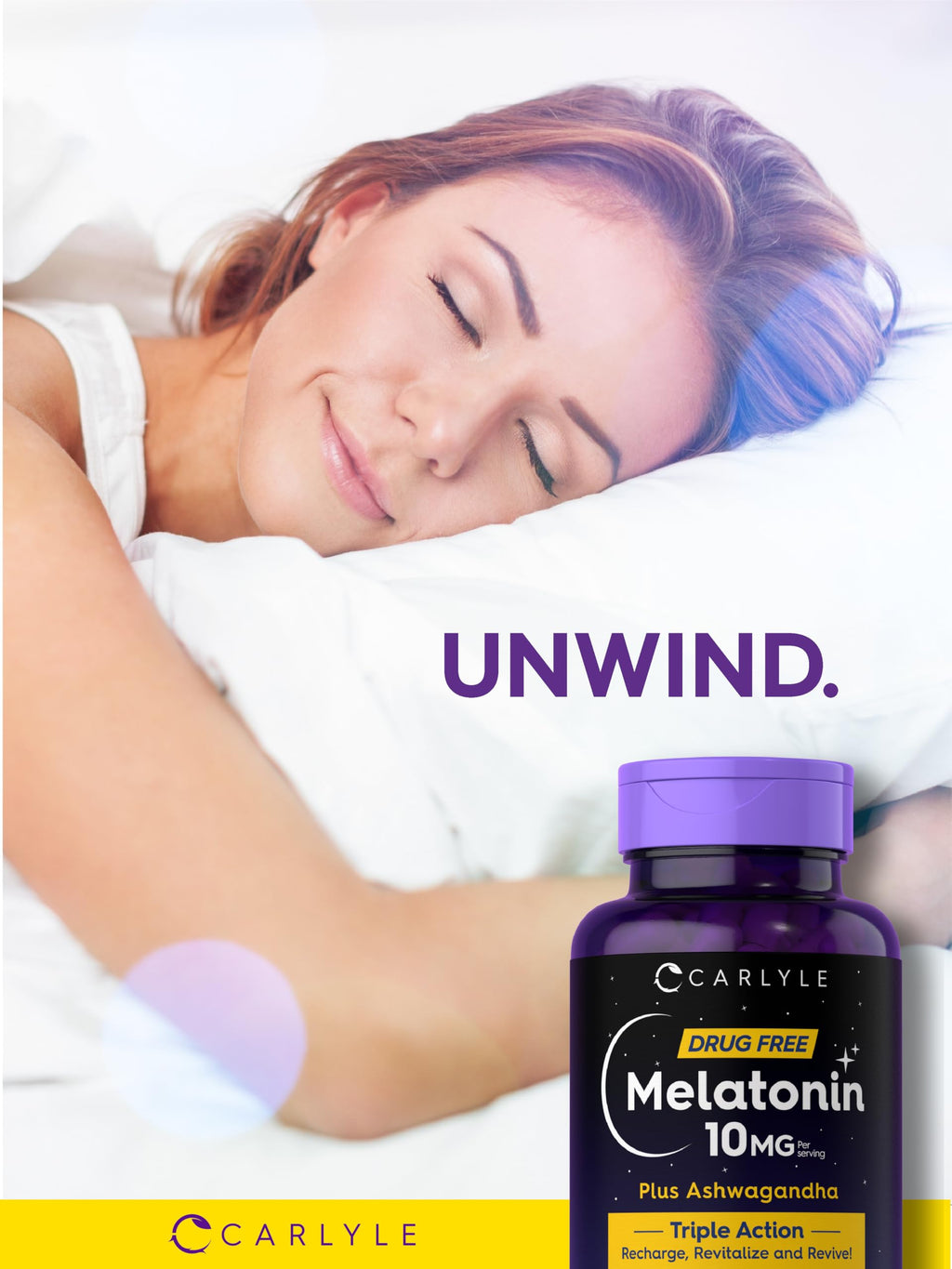 Carlyle Melatonin 10mg with Ashwagandha - 120 Capsules - image 7