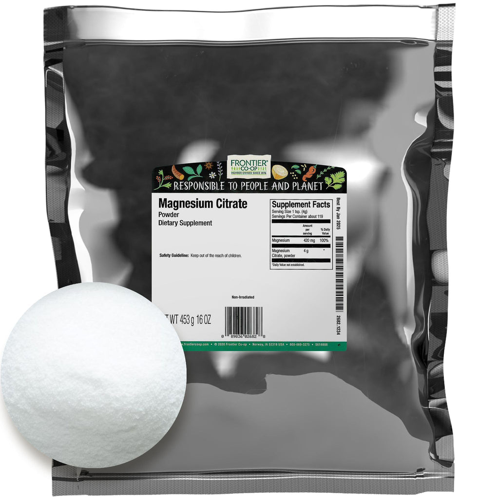 Frontier Co-op Magnesium Citrate Powder, Unflavored - 16 Ounce