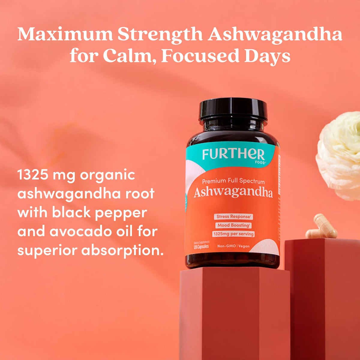 Further Food Organic Ashwagandha Root Capsules 1325 mg - 120 Capsules - image 3