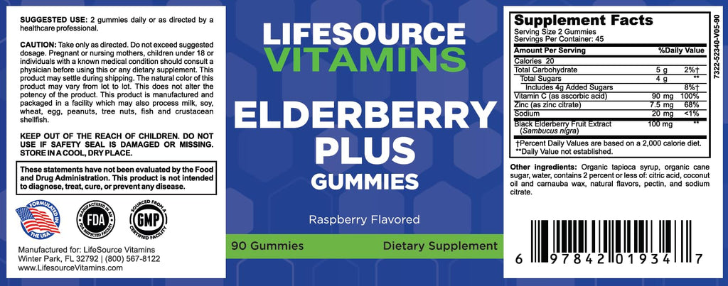 LifeSource Vitamins Elderberry Plus Vitamin C & Zinc - 90 Gummies - image 3