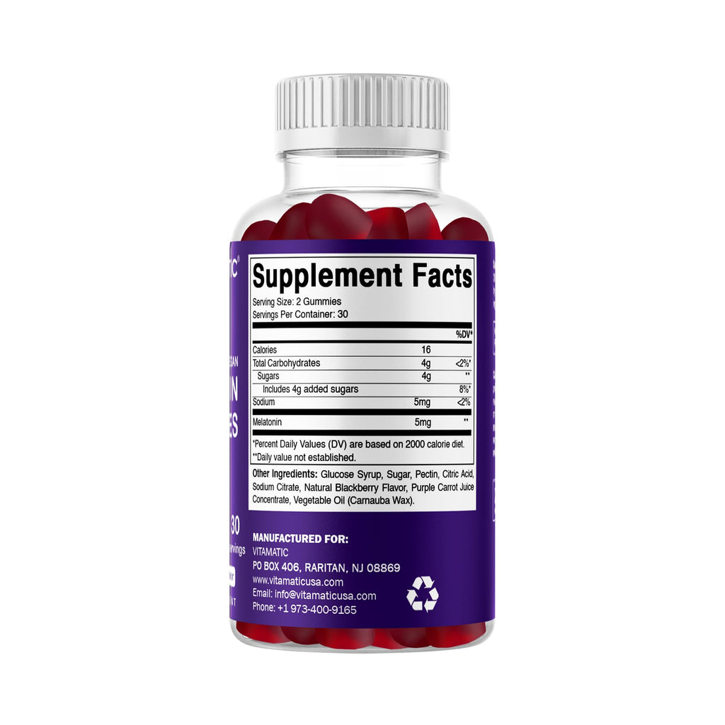 Vitamatic Vegan Melatonin Gummies 5 mg Sleep Support - 60 Gummies - image 8