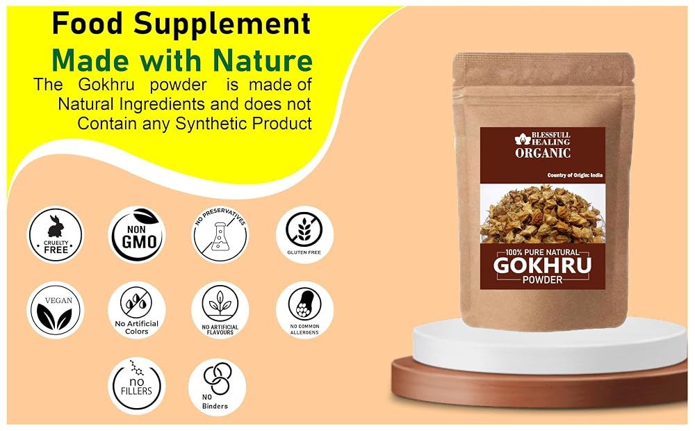 Blessfull Healing Organic Gokhru Powder - 100 Grams - image 4