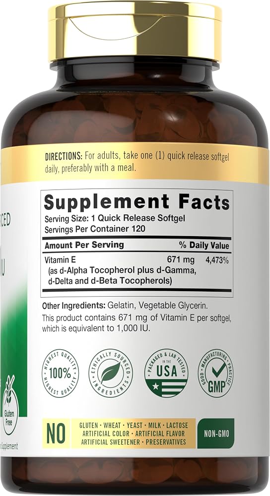 Carlyle Vitamin E 1000 IU with Mixed Tocopherols - 120 Softgels - image 2
