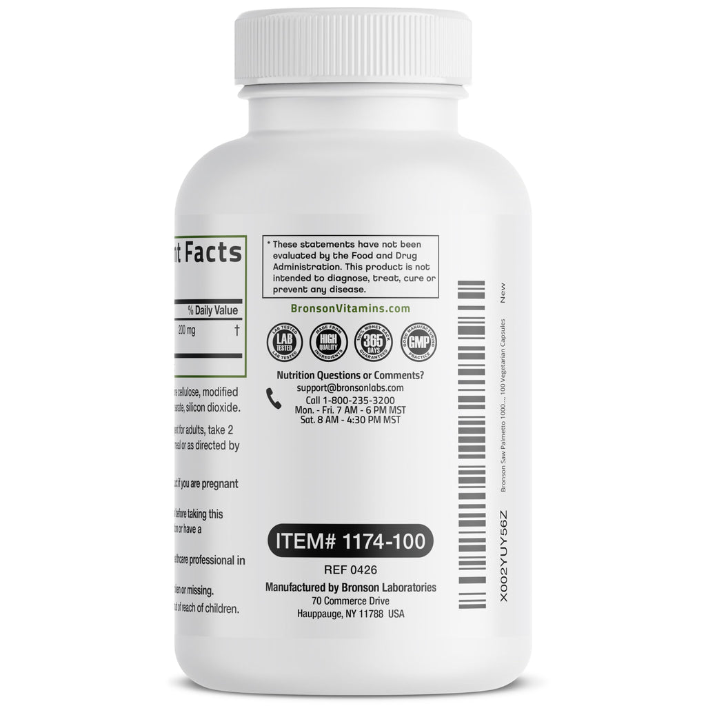 Bronson Saw Palmetto 1000 MG per Serving Extra Strength Supports