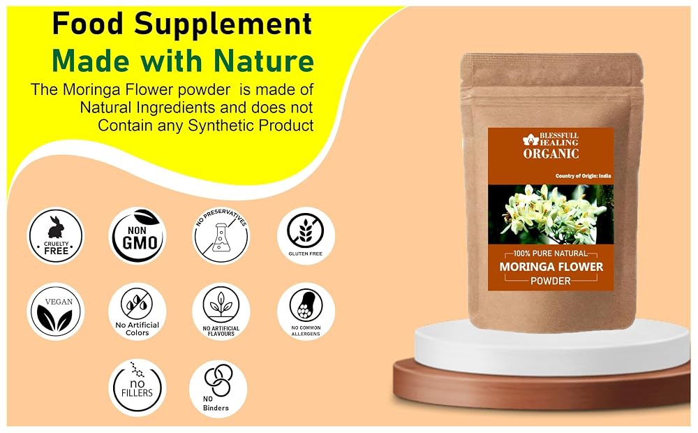 Blessfull Healing Organic Moringa Flower Powder 100% Pure Natural 200