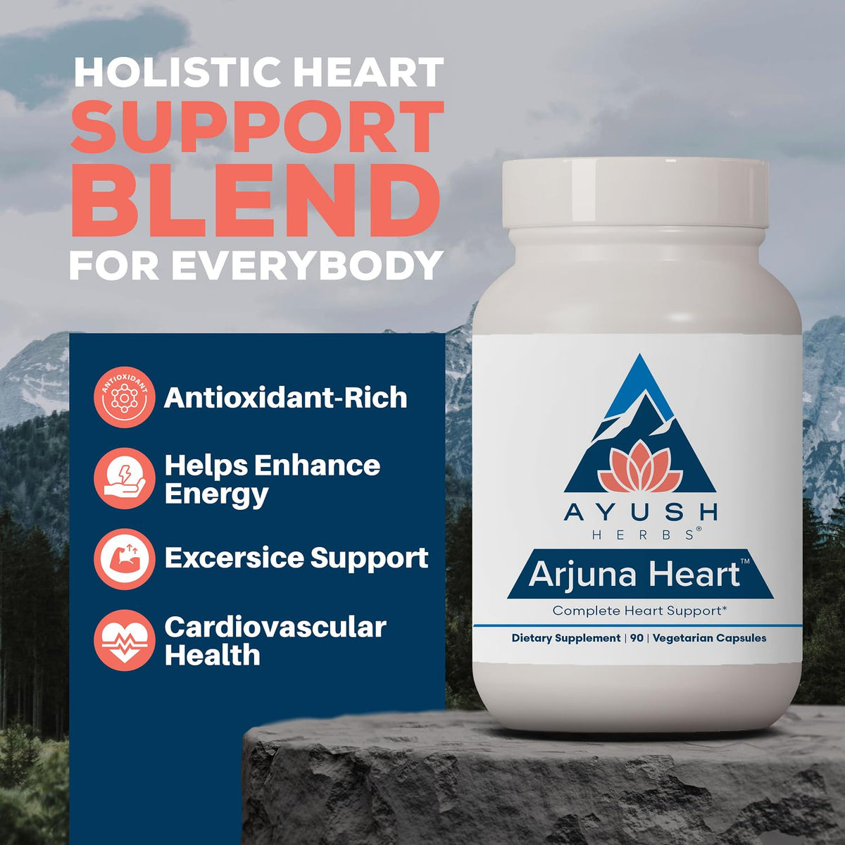 Ayush Herbs Arjuna Heart Natural Arjuna - 90 Vegetarian Caplets - image 2