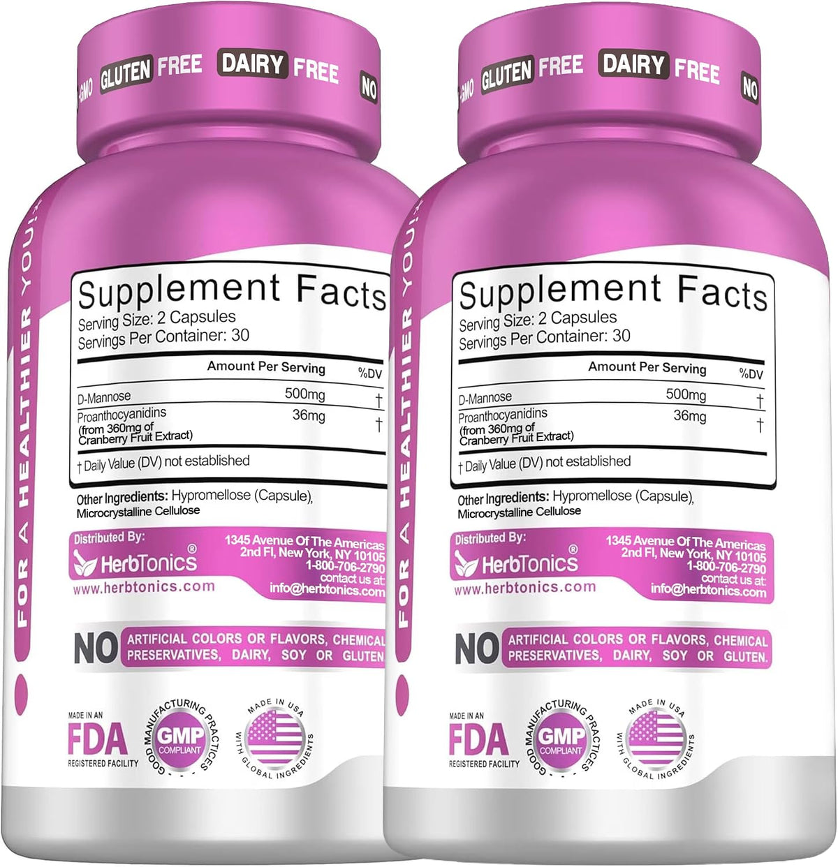 Herbtonics UTI Urinary Tract Cleanse Cranberry Pills 36mg PAC - 120 Capsules - image 4