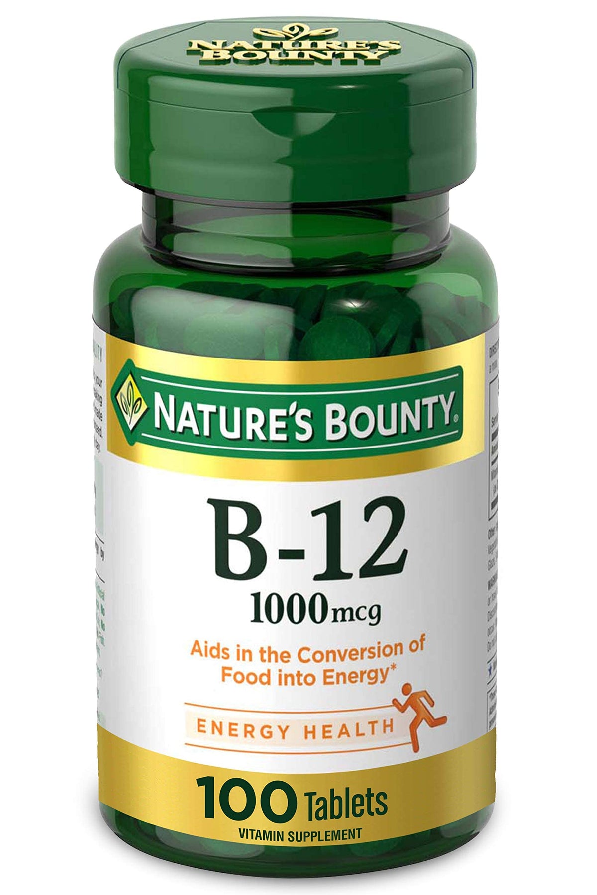 Nature's Bounty unflavored b-12 tablets bottle energy health 1000mcg