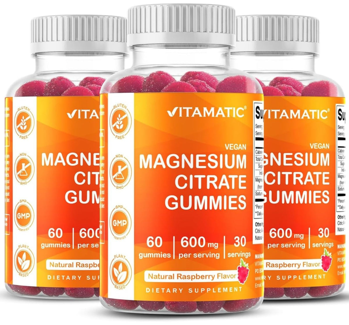 Vitamatic Magnesium Citrate Gummies 600mg per Serving - 60 Vegan
