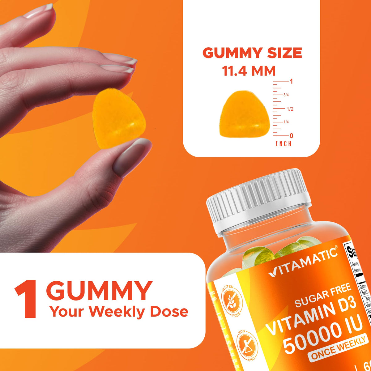 Vitamatic Vitamin D3 50,000 IU Natural Orange Flavor - 60 Gummies - image 3