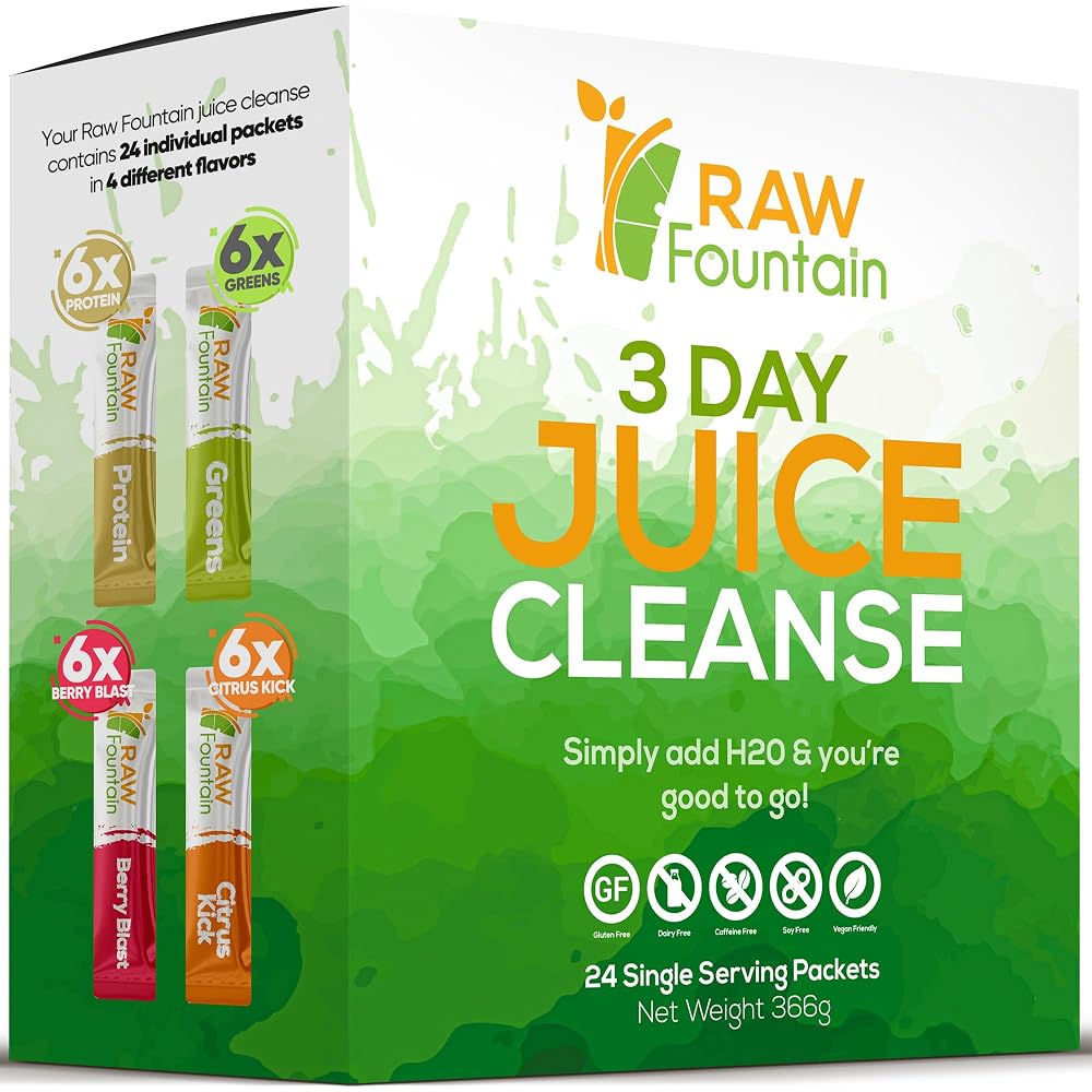 Raw Fountain 3 Day Juice Cleanse Detox - 24 Powder Packets