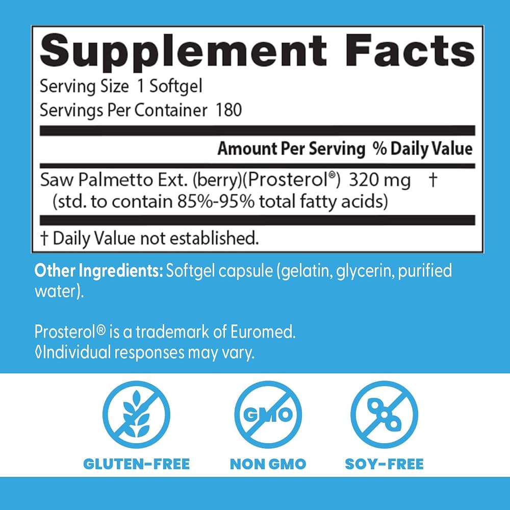Doctor's Best Saw Palmetto Extract Supplement - 180 Softgels - image 3