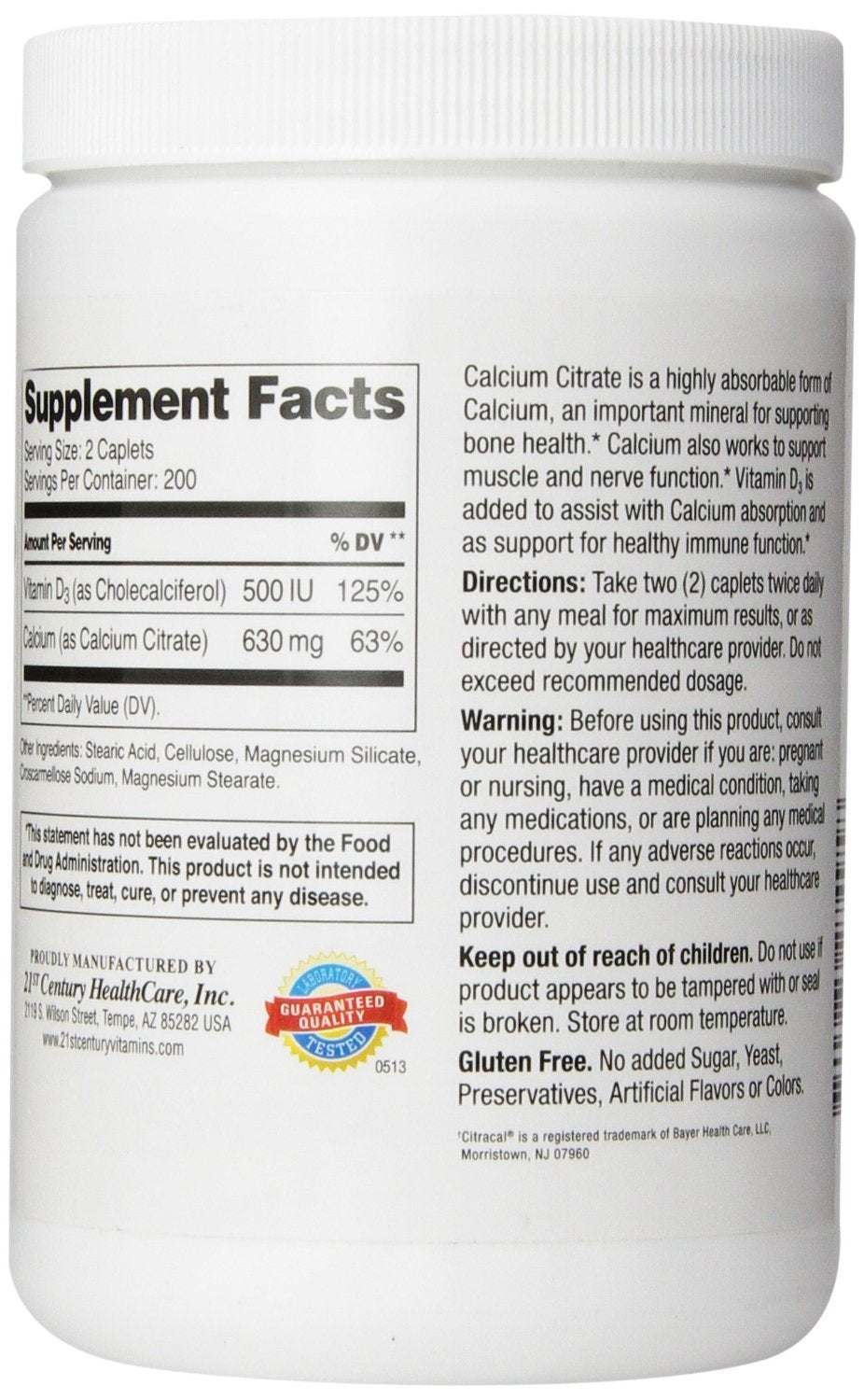 21st Century Calcium Citrate Plus D3 Maximum Tablets - 800 Count - image 2