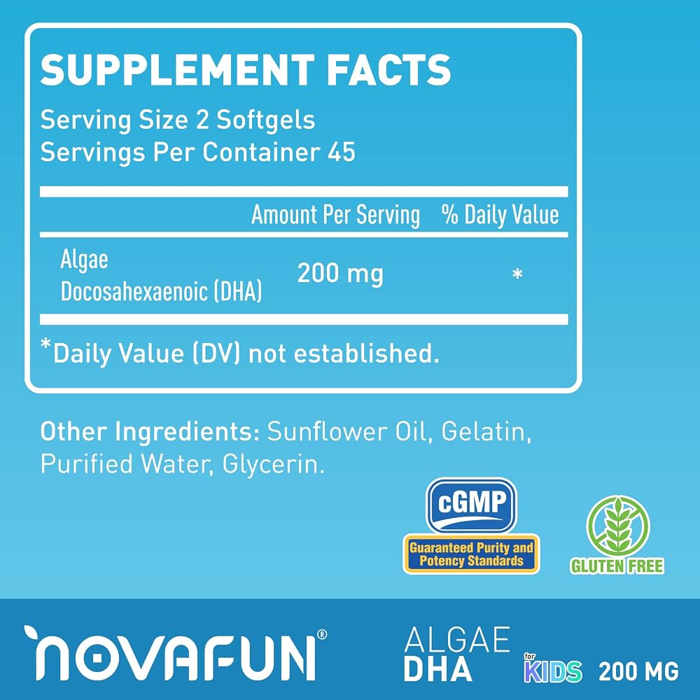 Novafun Kids Omega-3 DHA Supplement Algal Sourced - 90 Softgels - image 2