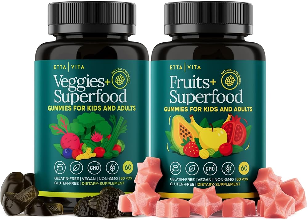 Etta Vita Fruits and Veggies Gummies with 9 Superfruits & 30 Veggies