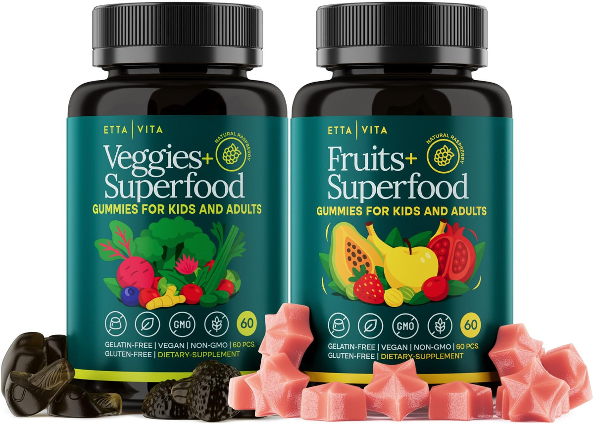 Etta Vita Fruits and Veggies Gummies with 9 Superfruits & 30 Veggies