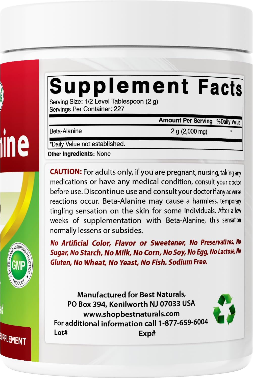 Best Naturals Beta Alanine Pure Powder 1 Pound