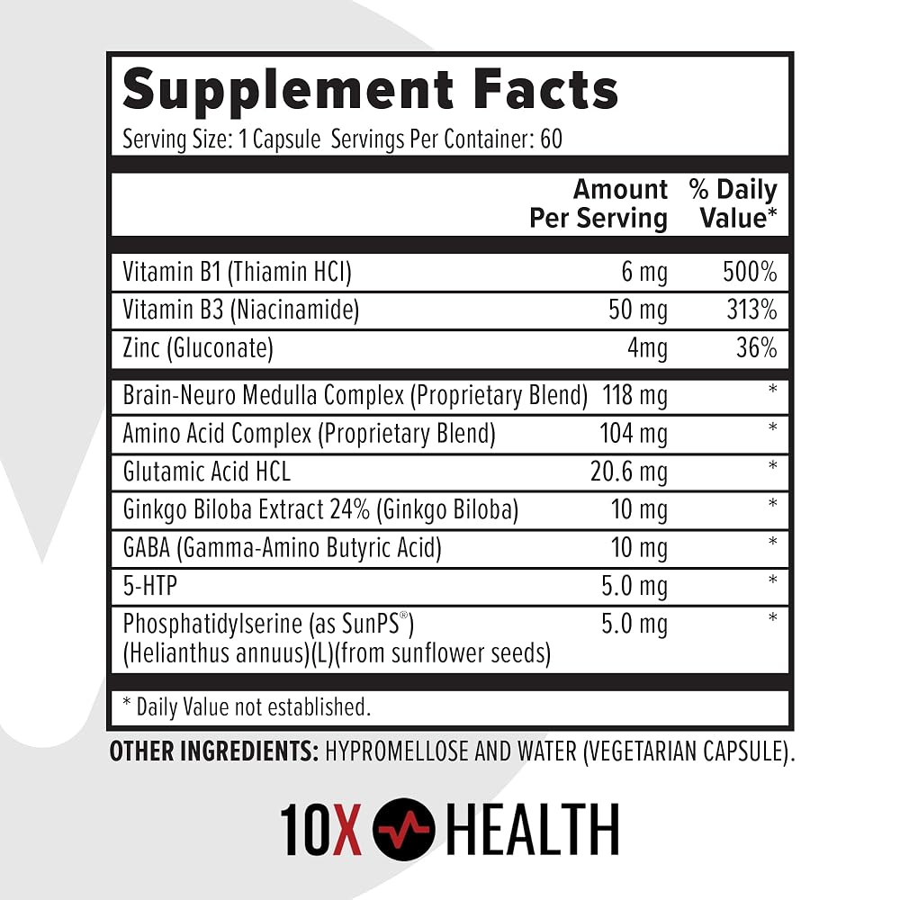 10X Health Neuro Medulla Brain Supplement for Memory and Focus - 60 Capsules - image 2